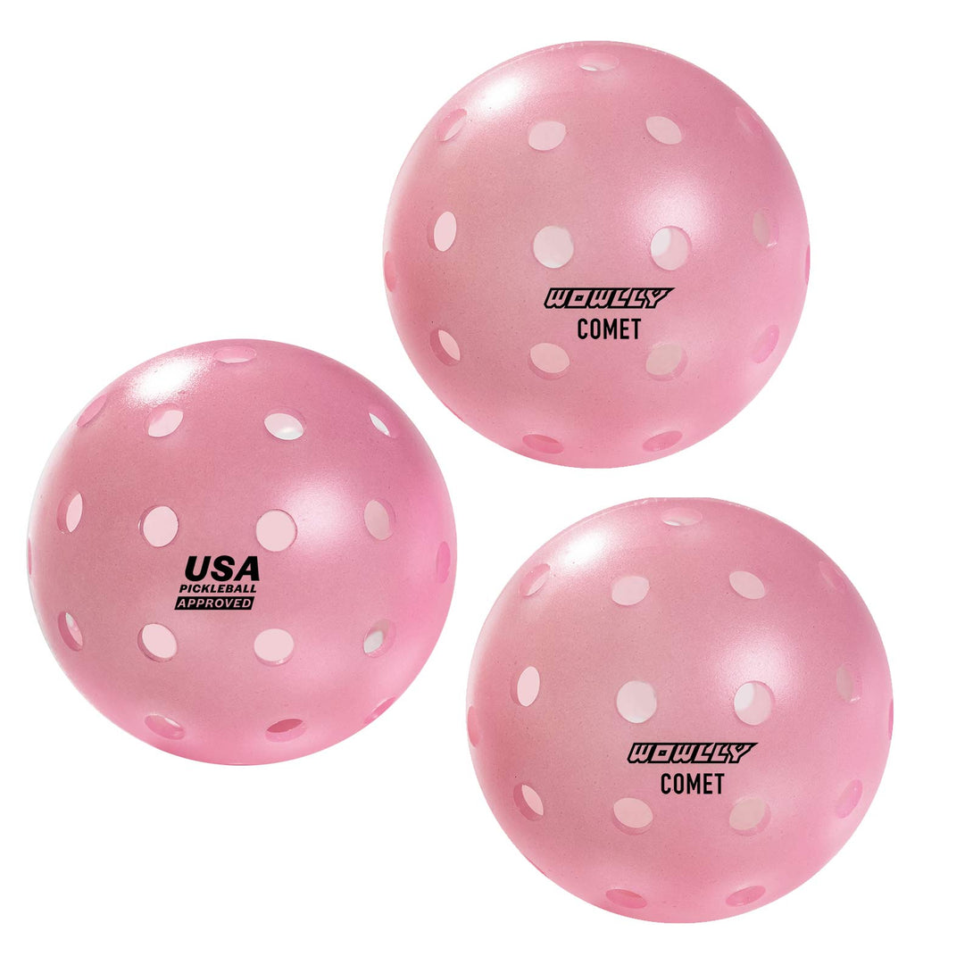 WOWLLY Pickleball Outdoor Balls - Pink, 40 holes, USA approved, durable, designed for optimal outdoor play