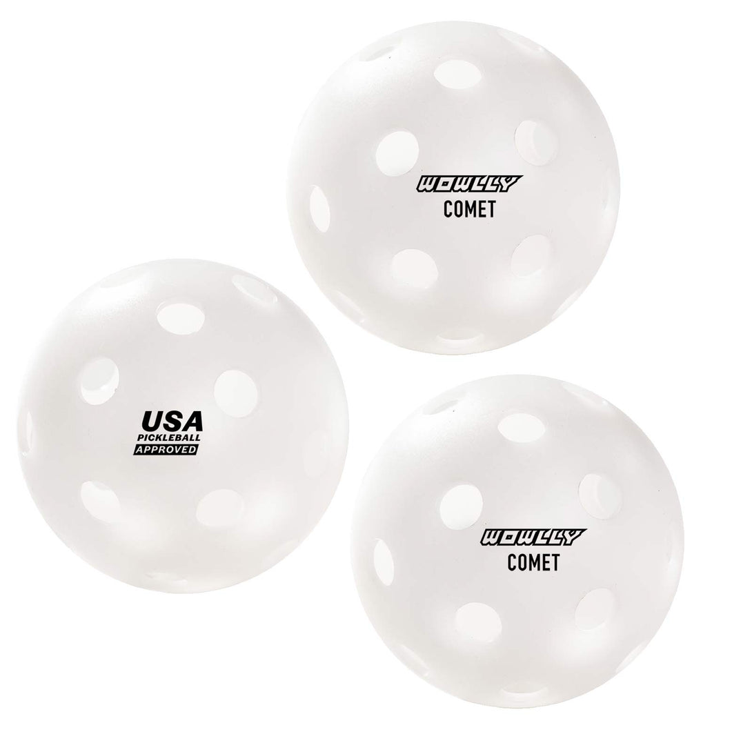 WOWLLY Pickleball Indoor Balls - White, 26 holes, USA approved, durable, designed for optimal indoor play