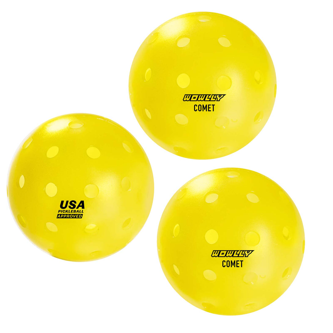 WOWLLY Pickleball Outdoor Balls - Yellow, 40 holes, USA approved, durable, designed for optimal outdoor play